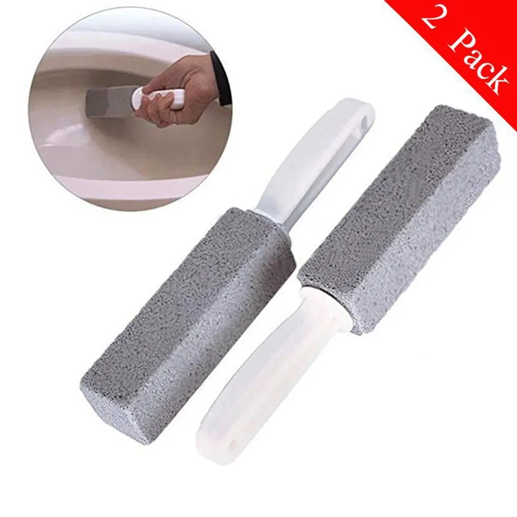 

2pcs Toilets Brushes Cleaner Brush Pumice Stone Cleaning Stone Natural Gray with Long Handle for Toilets Sinks Bathtubs