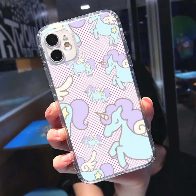 

Unicorn pink rainbow cartoon Phone Case Transparent soft For iphone 5 5s 5c se 6 6s 7 8 11 12 plus mini x xs xr pro max