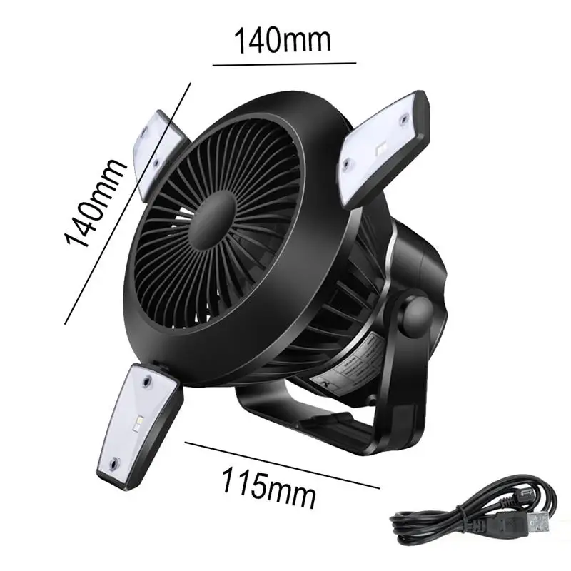 

Solar Camping Fan 5000mAh USB Rechargeable 4 Speeds With LED Light Camping Tent Fan For Beach Hiking Home Office Car