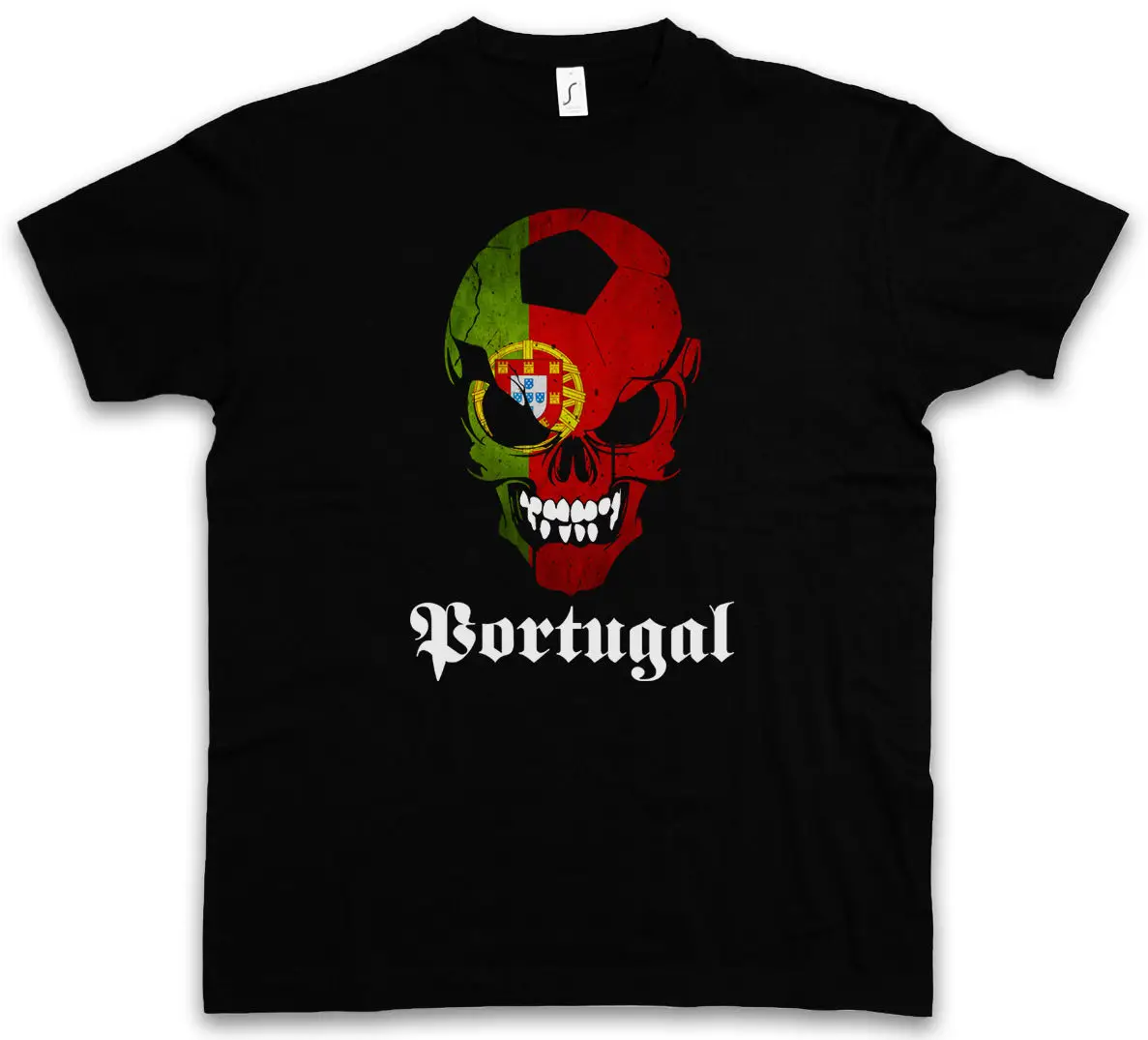 

Classic Football Soccer Portugal Skull Flag T-Shirt Cotton O-Neck Short Sleeve Men's T Shirt New Size S-3XL