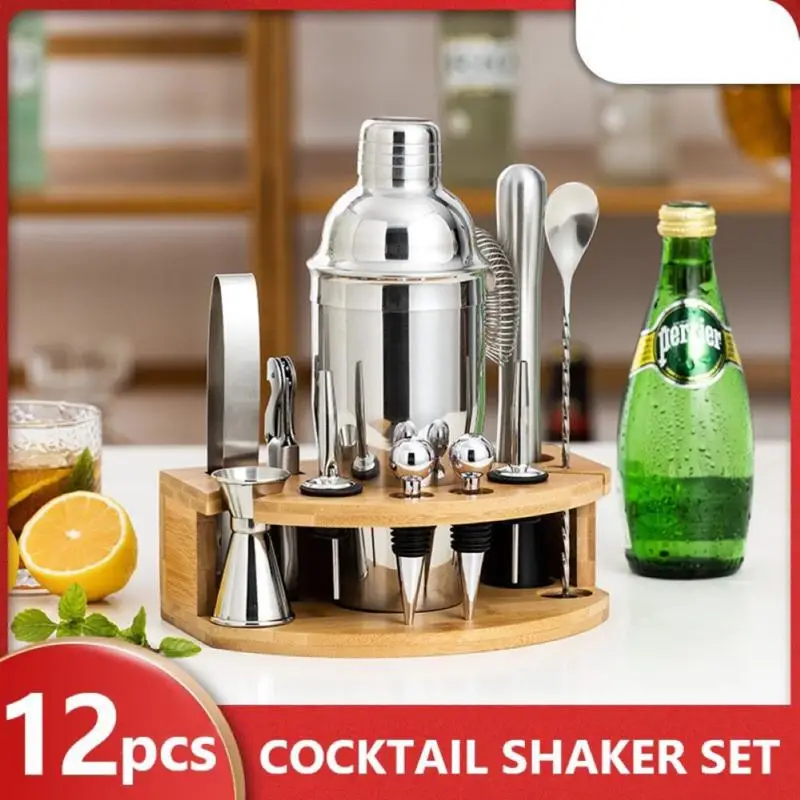 

12PCS Bartending Appliance Set Stainless Steel Cocktail Hand Shake Cup Kit Cocktail Set Snow Kettle Maker Kit Kitchen Bar Tool