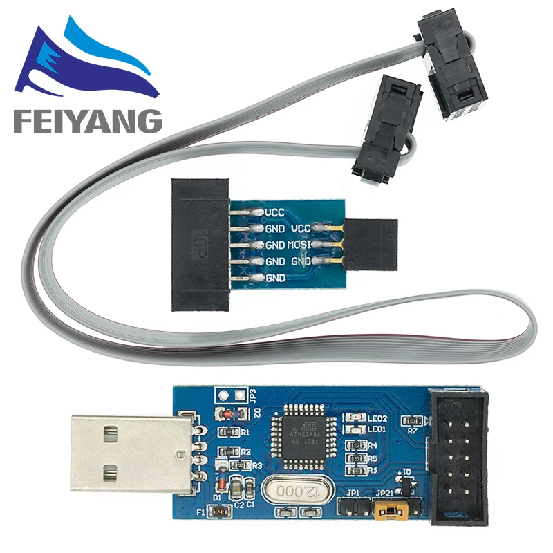 10 шт. 10Pin к 6 Pin плата адаптера + USBASP USBISP AVR программатор USB ATMEGA8 ATMEGA128 ATtiny/CAN/PWM модуль
