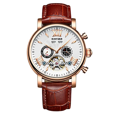 KINYUED Men Watch Automatic Skeleton Mechanical Watches Man Flying Tourbillon Self-Wind Clock Waterpoof Wristwwatch Reloj Hombre | Наручные