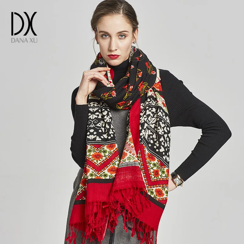 

New Winter Scarf for Women Luxury Brand Pashmina Cashmere Poncho Blanket Scarf Wrap Wool Scarf Women Bandana Muslim Hijab Shawl