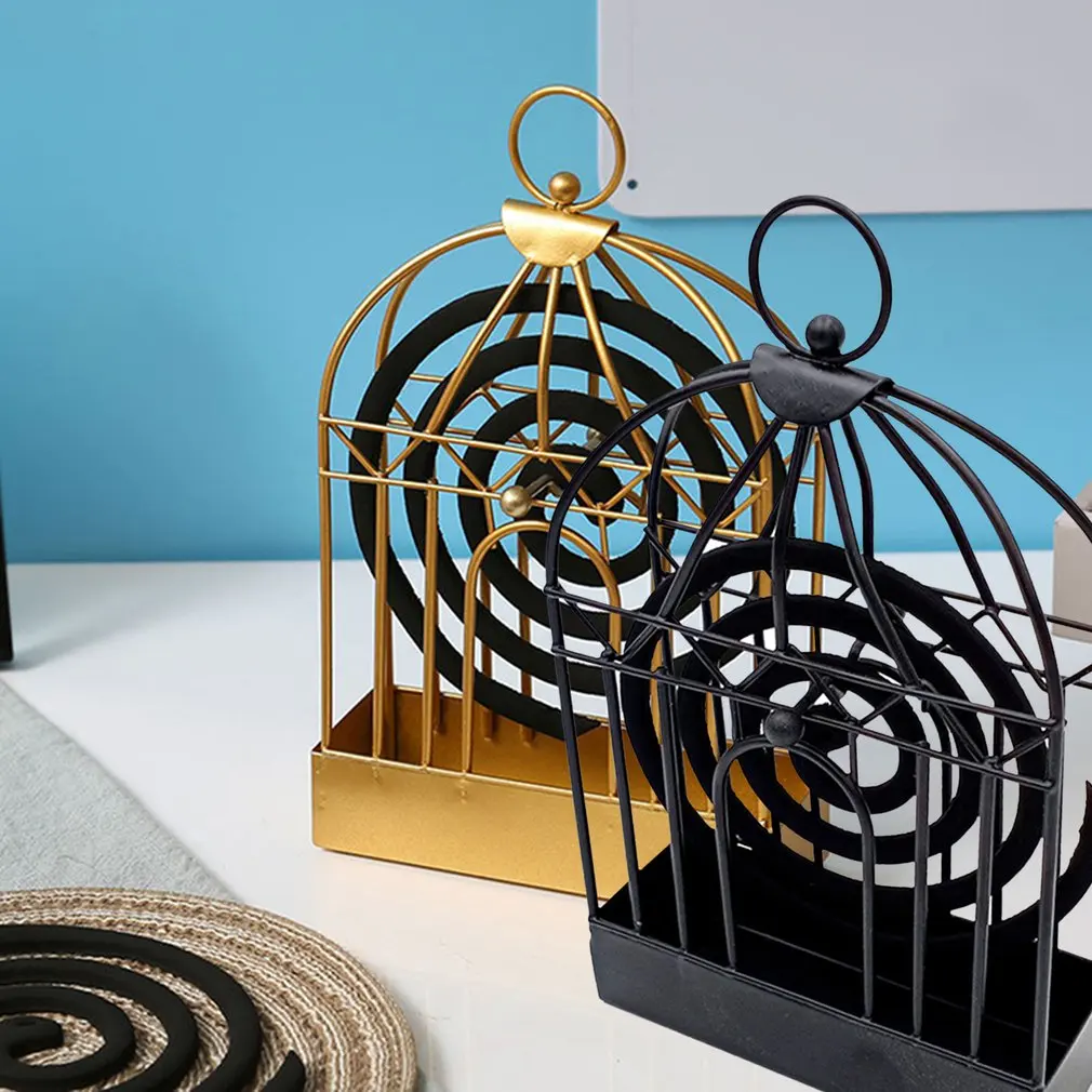 

Creative Mosquito Coil Holder Nordic Style Birdcage Shape Summer Day Iron Mosquito Repellent Incenses Rack Plate Home Decoration