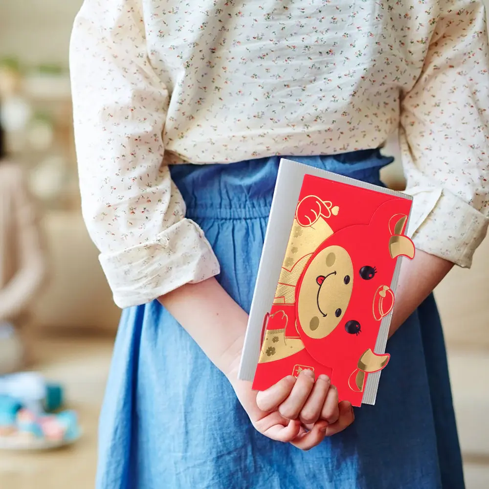 

24pcs The Year of Ox Red Envelopes Three-dimensional Cartoon Red Packets Bags