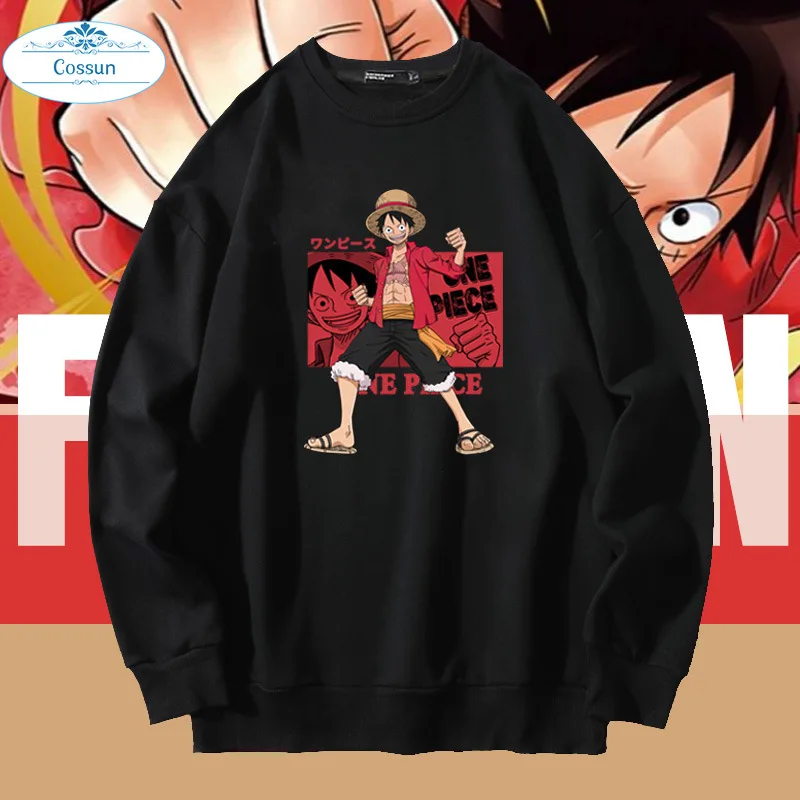 

COSSUN Hot Anime Monkey D Luffy Printed Cotton Soft Wearing Fashion Hoodies Harajuku Unisex Sweatershirt