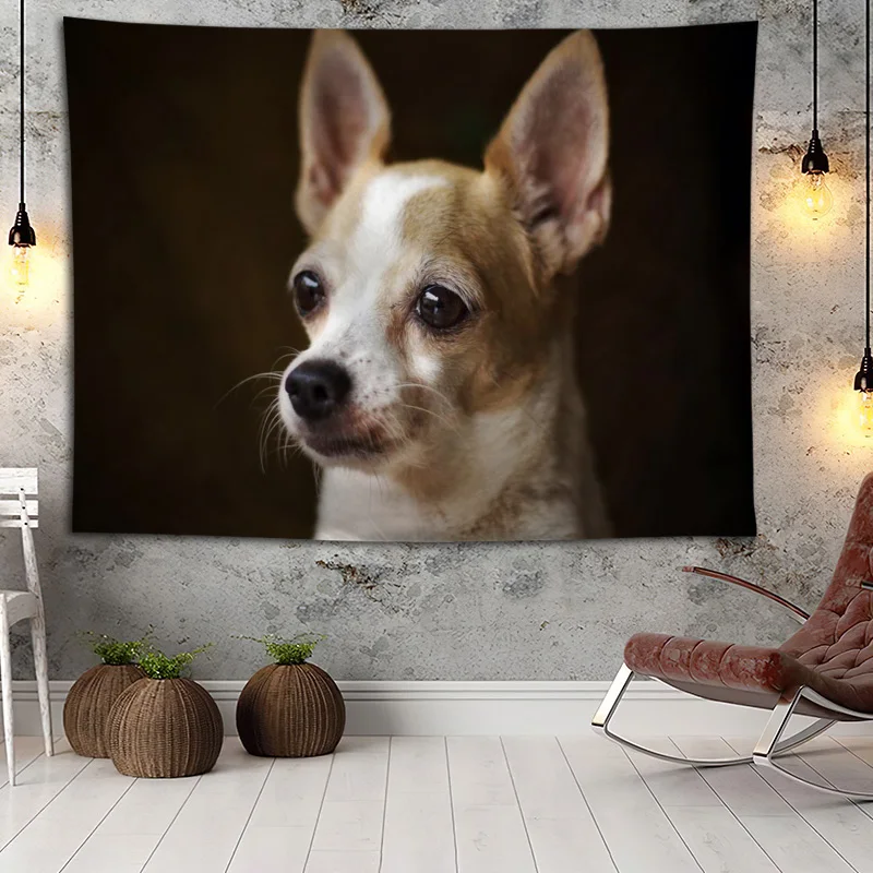 

Chihuahua Dogs Animal Wall Hanging Tapestry Home Party Decorative Tapestries Photo Background Cloth Table Cloth Wall Tapestry