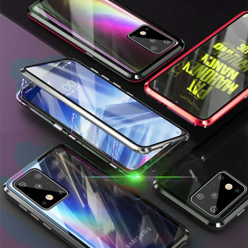 Магнитный двухсторонний чехол из закаленного стекла для Samsung Galaxy S20 S20Ultra S10 S9 Plus Note