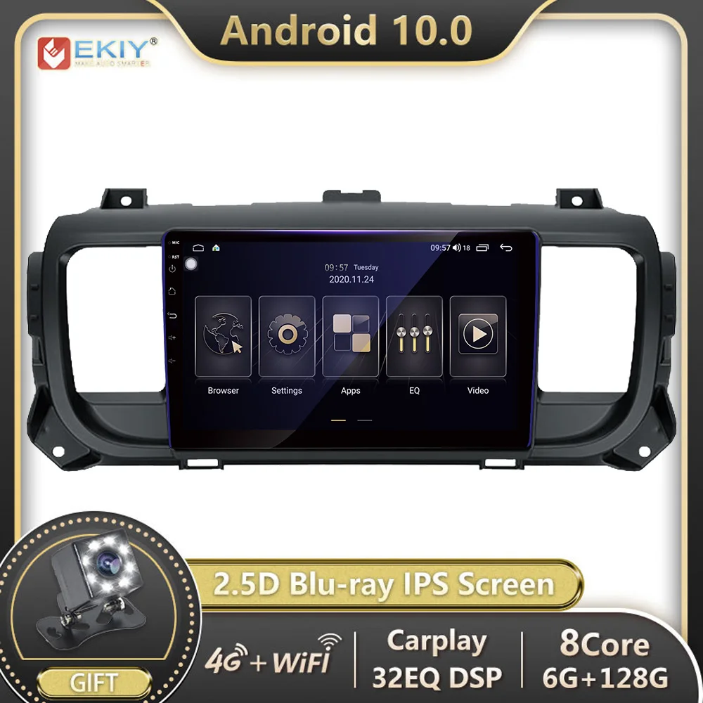 

EKIY DSP Android 10 For Citroen Jumpy 3 SpaceTourer 2016-2021 Car Radio Multimedia Blu-ray IPS Screen Navigation GPS Stereo BT