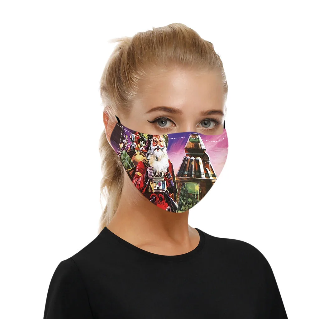 

1pc Christmas Party Mask For Adult Women And Men Reusable Colorful Fabric Face Mask Fashion Neutral Washable Mask Fast Shipping
