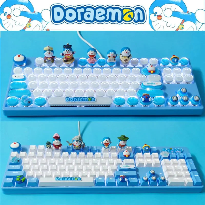 Проводная Механическая клавиатура Doraemon ручная работа 87/104 клавиш круглые и