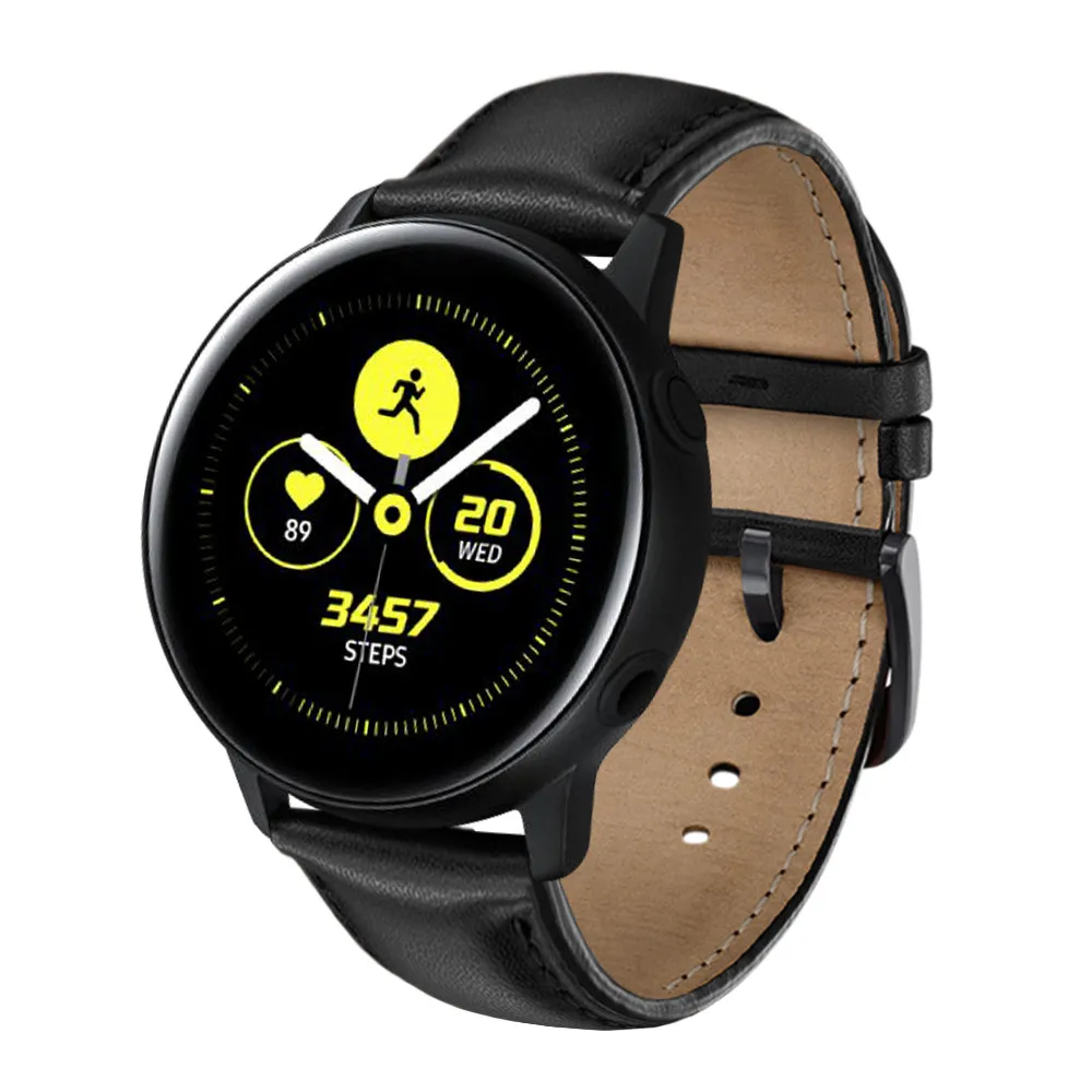 

Ремешок из натуральной кожи для наручных часов, браслет для Samsung Galaxy Watch 3 41 мм Active 2, Garmin Vivoactive 3, спортивное снаряжение, 20 мм