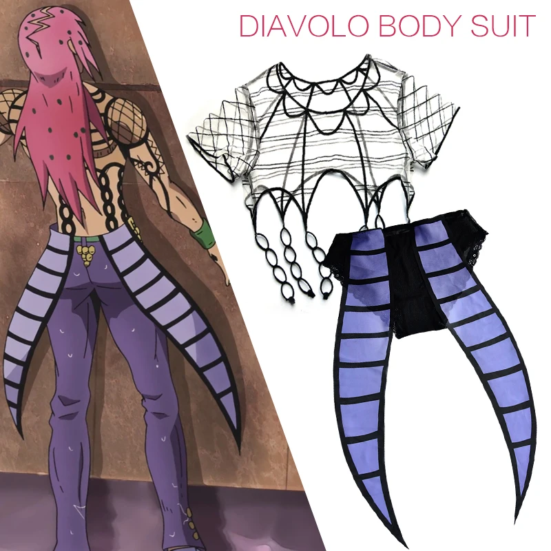 

Anime JoJo Bizarre Adventure BOSS Diavolo Lingerie Cosplay Costume Golden Wind King Crimson Body Suit Lace Sexy Underwear Gifts
