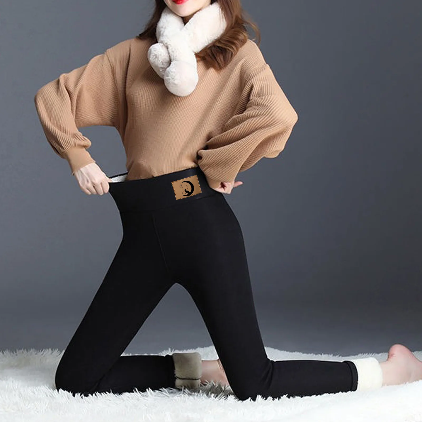 

Women Leggings Cat Prined Sign Warm Winter PantsTight Thick Velvet Cashmere Leggings Sport Women Fitness Pants Black Trousers