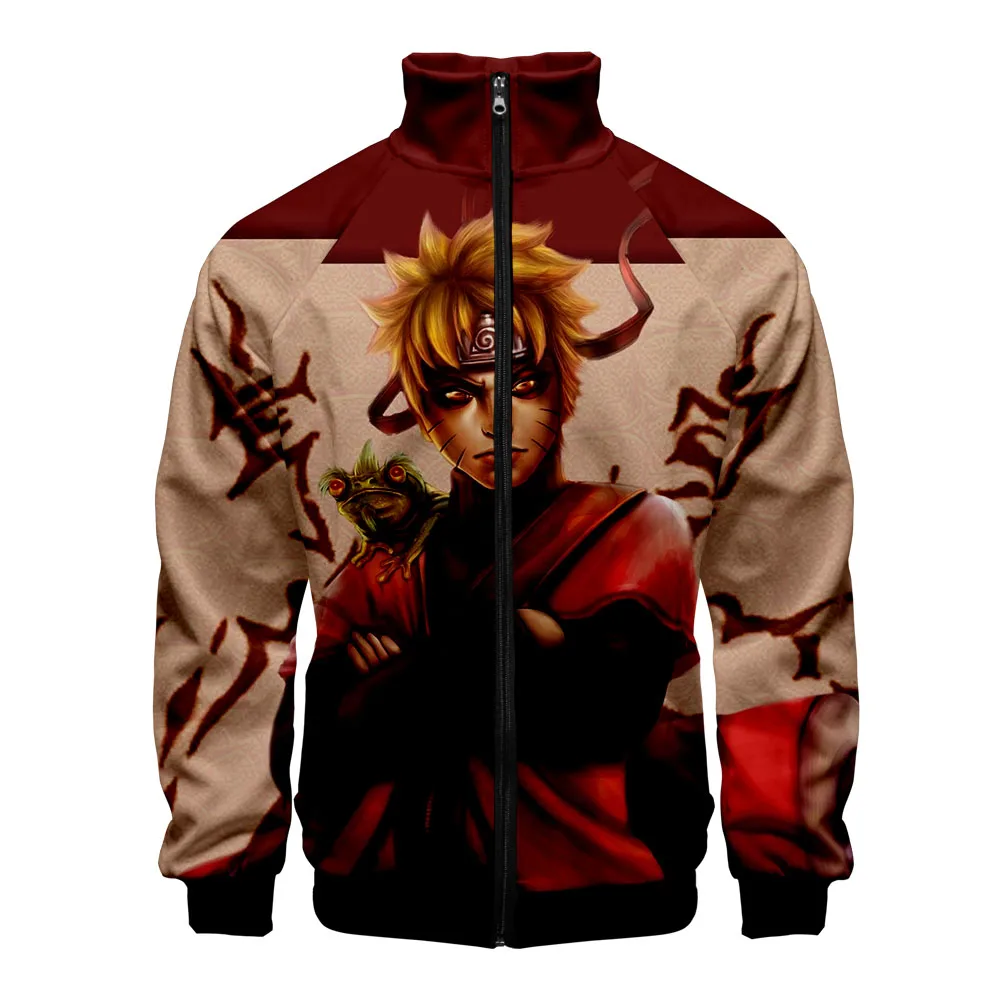 Harajuku Naruto zipper jacket Men/women 3D Uzumaki Uchiha Sasuke Stand Collar Sweatshirt Spring Autumn Anime Cardigan | Мужская одежда