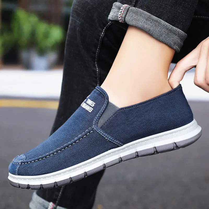 

Wholesale Man Casual Flats Sneaker Loafers Breathable Blue Men's Canvas Sneakers Comfort Slip On Espadrilles Trainers