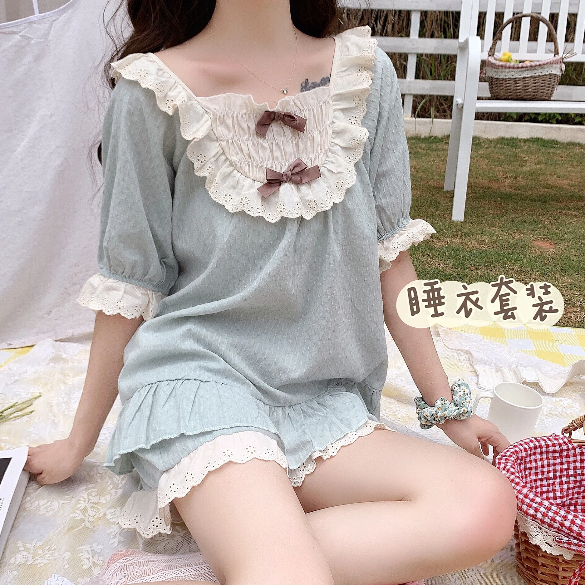 Корейские милые хипстерские пижамы с бантом для женщин лето 2020 новый стиль шорты