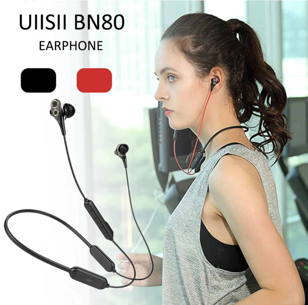 Uiisii BN80 bluetooth наушники двойной Динамический драйвер наушники тяжелый бас большой емкости батареи IPX5 Водонепроницаемый CSR BT4.1