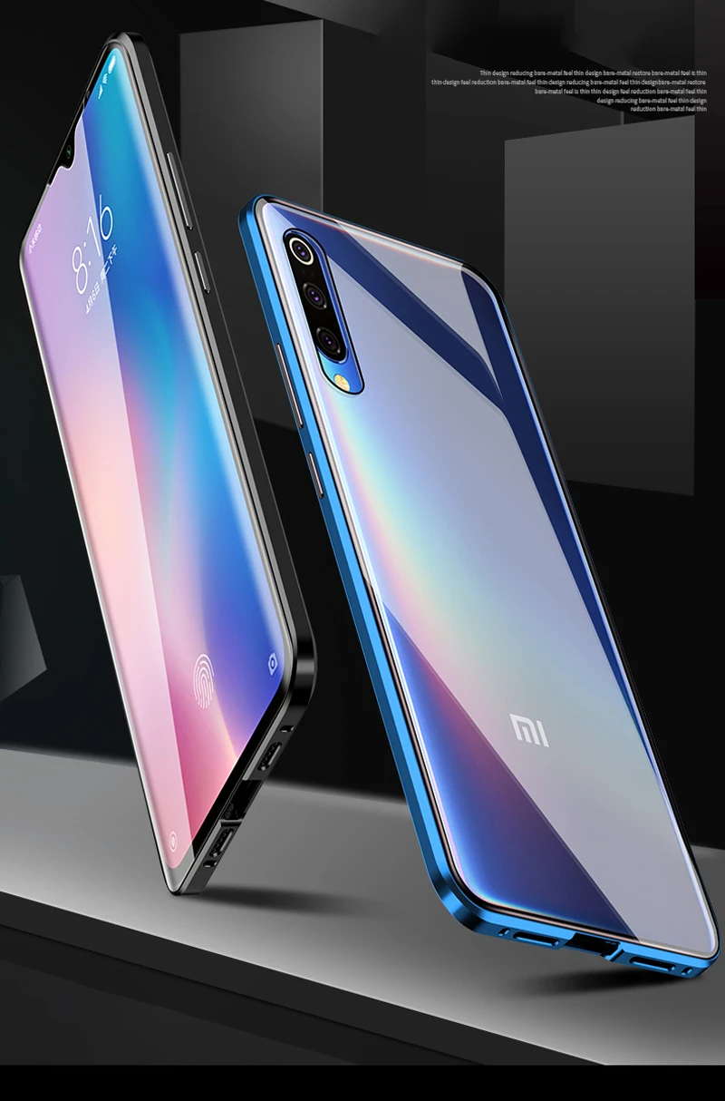 Чехол из металлического стекла с магнитной адсорбцией для Xiaomi mi 9 se 9t lite A3 cc9 cc9e funda Red mi Note 7 8 5 6 K20 Pro Двусторонняя крышка