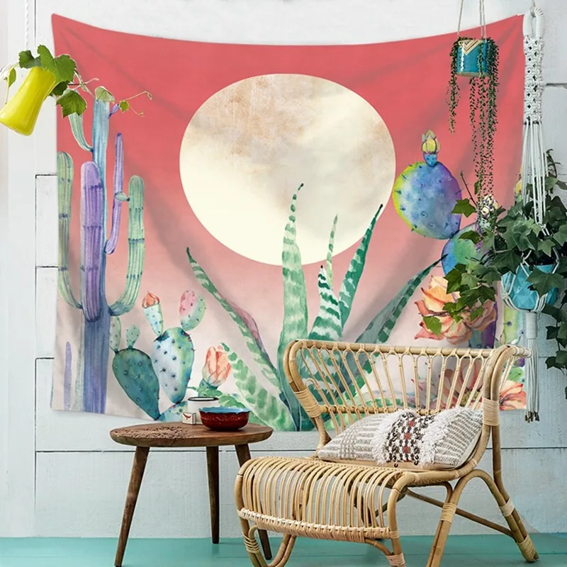 92x70 см ретро элегантный кактус печать Гобелен Мандала настенный хиппи гобелен