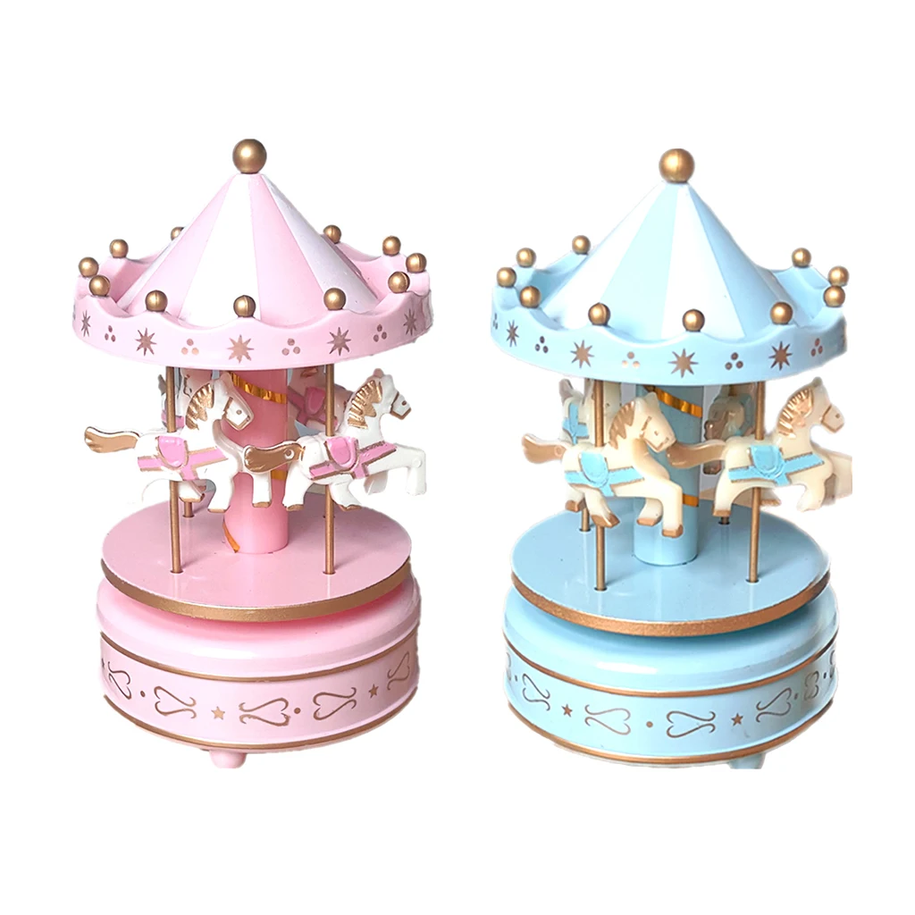 Деревянная лошадь Веселая круглая карусель музыкальные коробки для детей