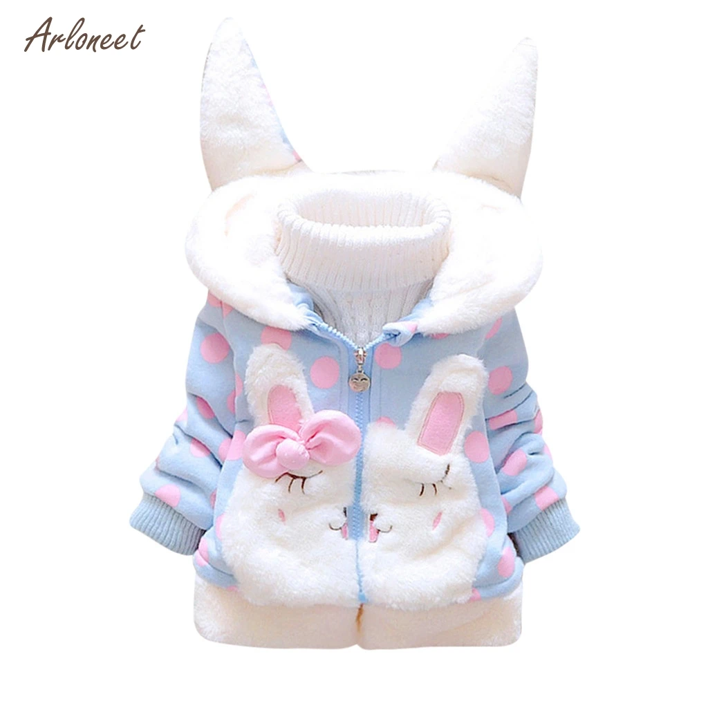 ARLONEET/пальто с капюшоном и заячьими ушками; Верхняя одежда; зимние куртки для девочек; флисовые теплые плотные пальто; спортивные детские куртки; детская одежда
