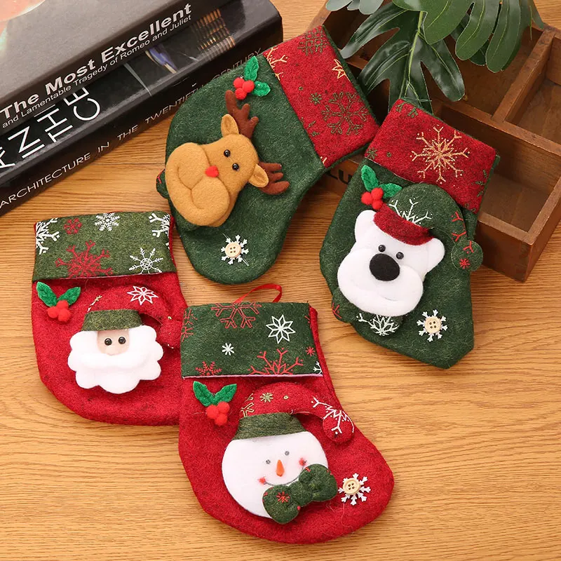 Mini New Year Christmas Stocking Sack Xmas Gift Candy Bag Home Navidad Sock Christmas Tree Decor Christmas Decorations