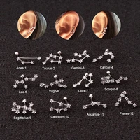 1pc zircon stud earrings ear tragus cartilage helix earring set stainless steel earing for women piercing silver color jewelry