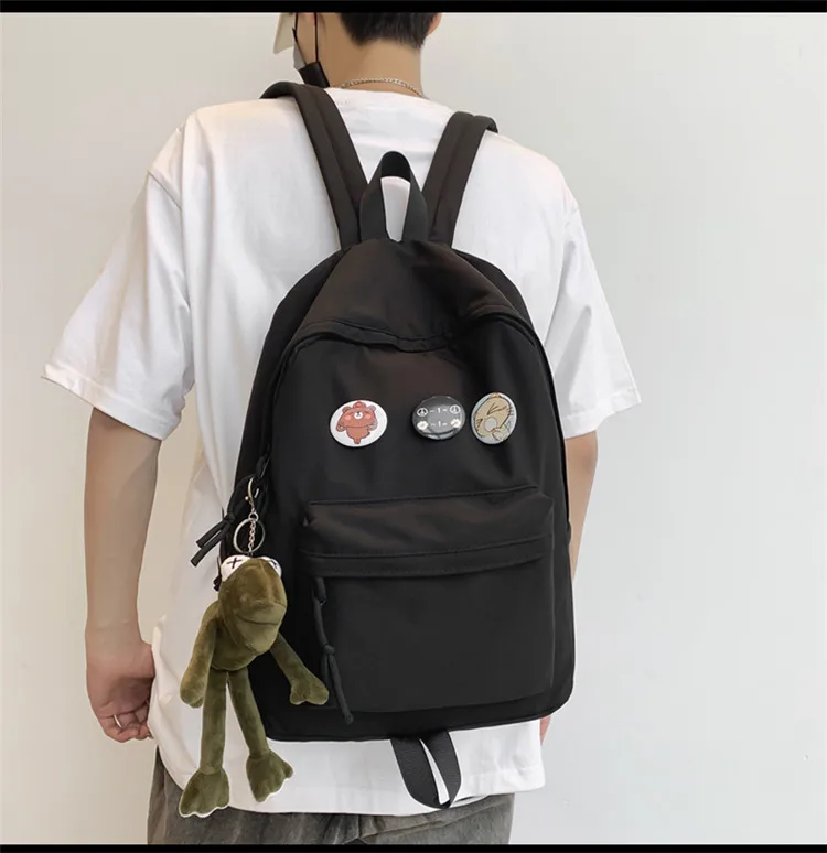 

5122 Female college student class bag simple solid color backpack niche design original backpack