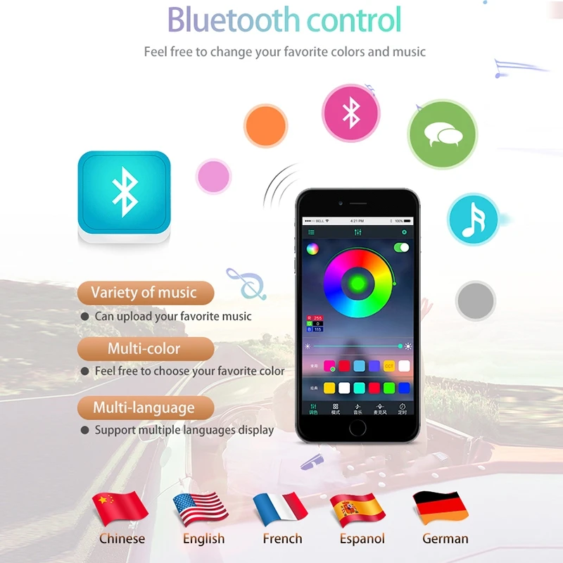 

RGB Atmosphere ambient RGB H7 Led H4 H11 9006 9005 Car Headlight Bulb CSP Music Sound luces led para auto nebbia Remote Control