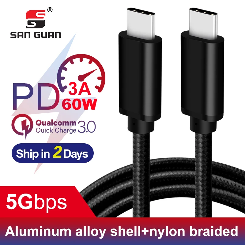Кабель USB C 3 м для быстрой зарядки USBC Type Macbook Pro 2 QC 0 60 Вт 3A USB3.1 Gen1 кабель Samsung Huawei |