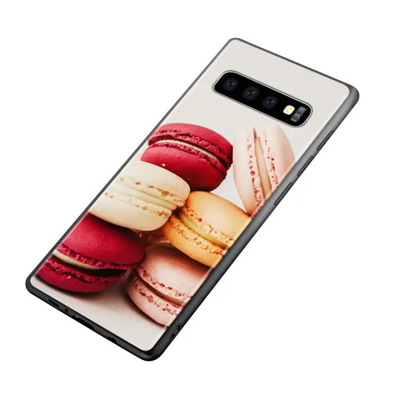 

Silicone Black Cover Sweet Macarons for Samsung Galaxy Note 10 Pro 9 8 Plus S10 5G S9 S8 S7 Plus S6 Phone case
