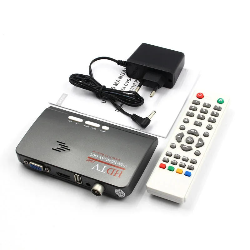 ТВ-тюнер EU/US DVB-T DVB-T2 T/T2 TV Box VGA AV CVBS 1080P HDMI цифровой наземный HD спутниковый ресивер