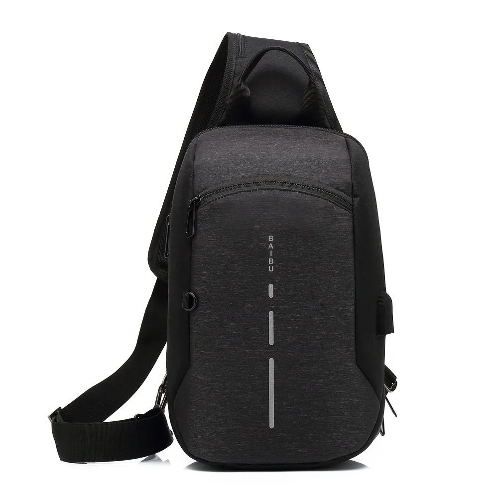 

Men Bag Bumbag USB Charging Pocket Tight Bag Chest Pack for Ipad Messenger Tablet PC Young Man's Satchel Work Bag Travel Sling