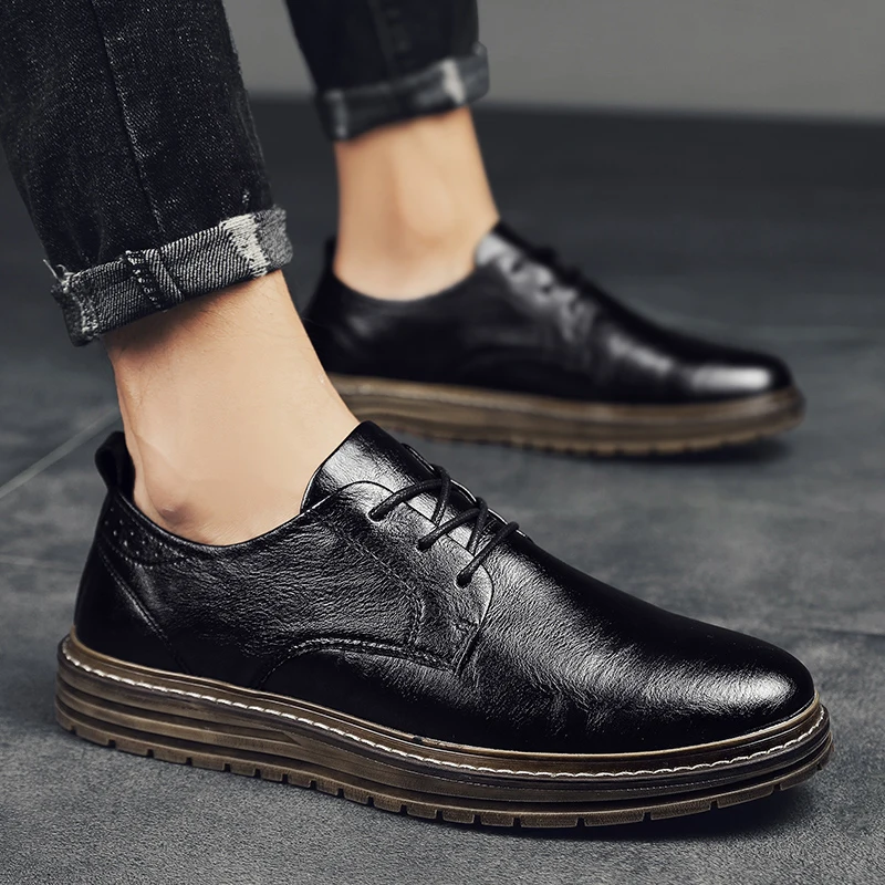 

Men Casual shoes Fashion Breathable Leather outdoor Elevator Shoes Spring Lace Up Men shoes oxfords Spring Autumn Zapatos Hombre