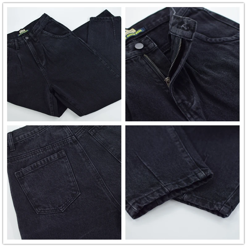 

Spring autumn fashion cotton denim jeans women 2020 new high waist black retro harem washed office lady Casual jeans female