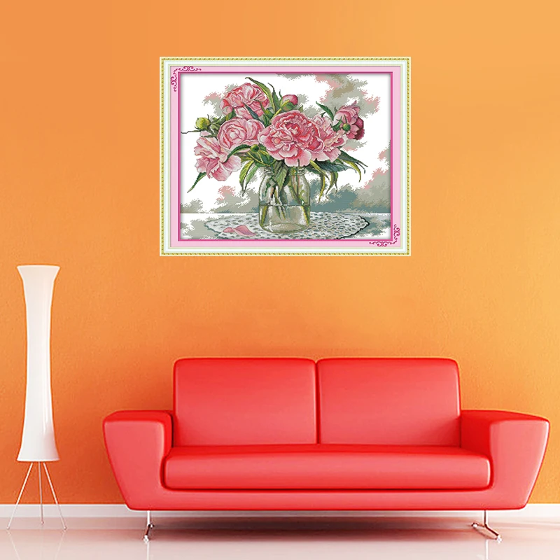 Набор для вышивки с пионами Joy Sunday наборы DMC 11 и 14 карат тканевые иглы