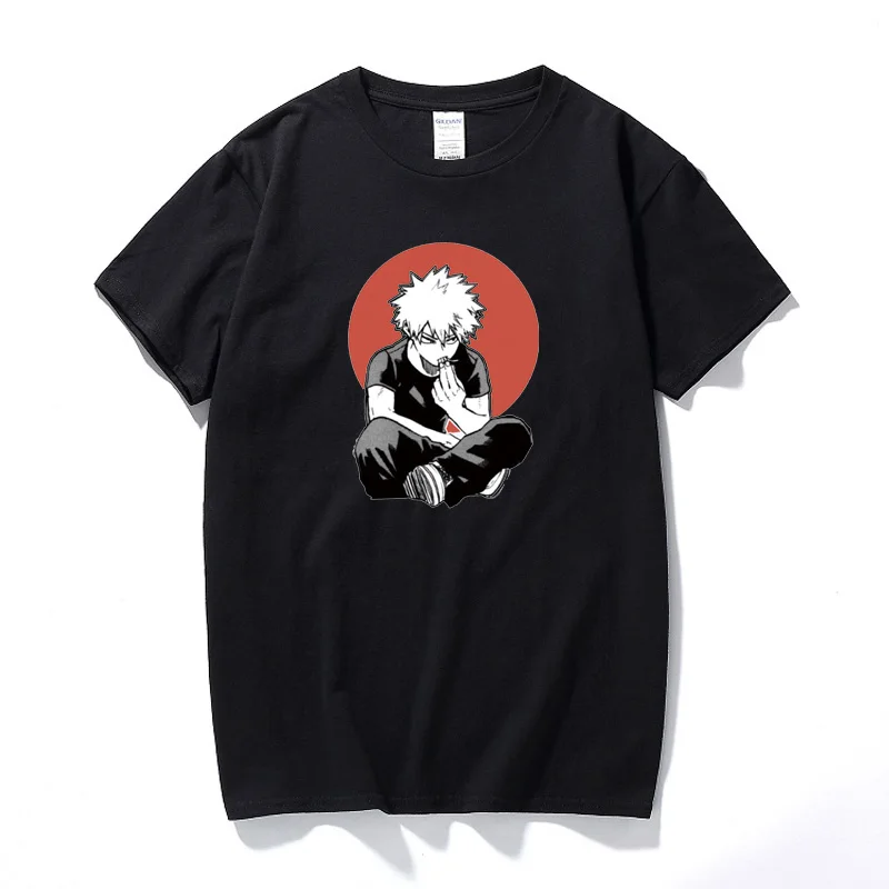 

My Hero Academia Harajuku Japanese Anime Shirt Bakugou Katsuki Print Cotton Short Sleeve T shirt Male Streetwear Casual T-shirt