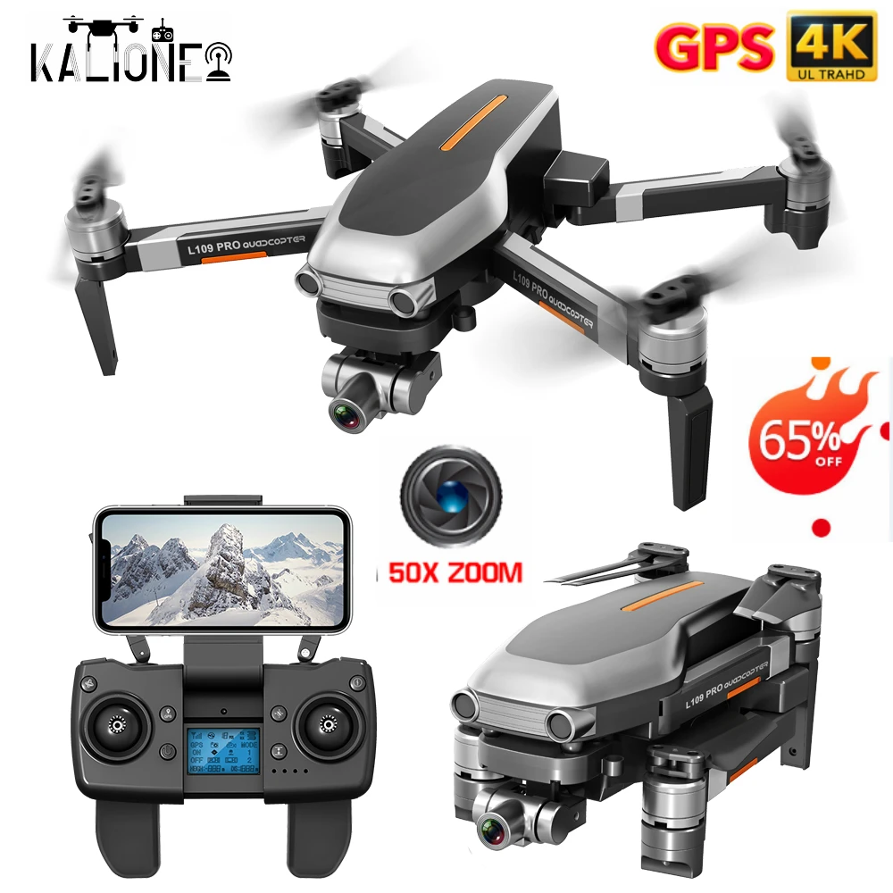 Квадрокоптер L109 PRO с GPS и камерой 4K двухосевой стабильный шарнирный держатель