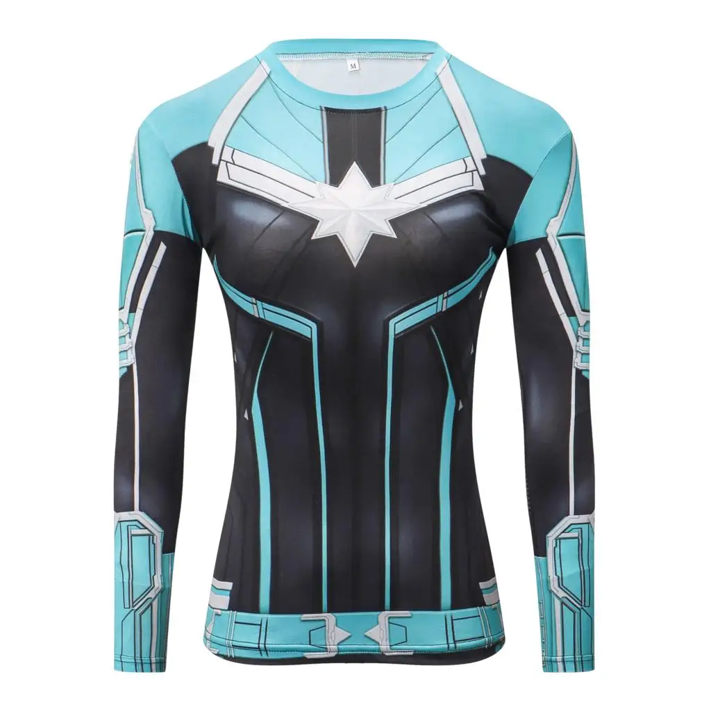

Футболка женская компрессионная с длинным рукавом и 3D-принтом, модный костюм для косплея из комиксов, Топы И Футболки