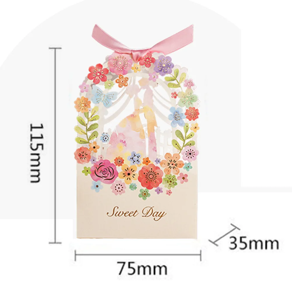 

Romantic Wedding Gift Box Elegant Luxury Decoration Flower Bride Laser Cut Party Sweet Favors Wedding Paper Candy Boxes 1PC