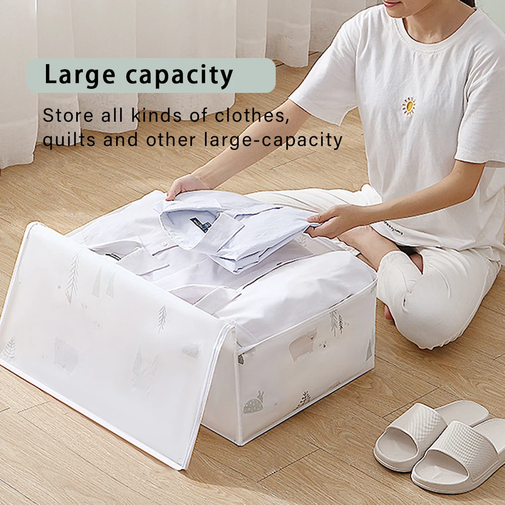 Household Quilt and Clothing Finishing Storage Bag - Thickened, Waterproof, Dust, and Moisture-proof PEVA Material - Washable Closet Organizer image 3