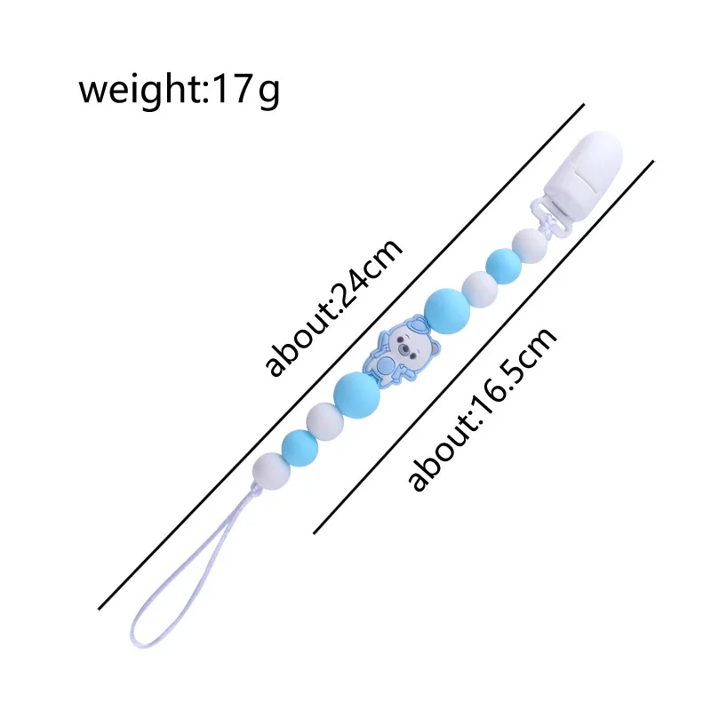 

Food Grade Silicone Bear Beads Pacifiers Chain Clip Chew Silicone Pacifiers Nipple Holder Chain Dummy Leash Strap