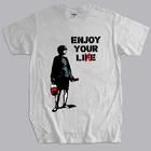 Мужская хлопковая футболка, летняя брендовая футболка Бэнкси, Наслаждайтесь жизнью Живи легкая, Лондонская уличная арт, мужские футболки