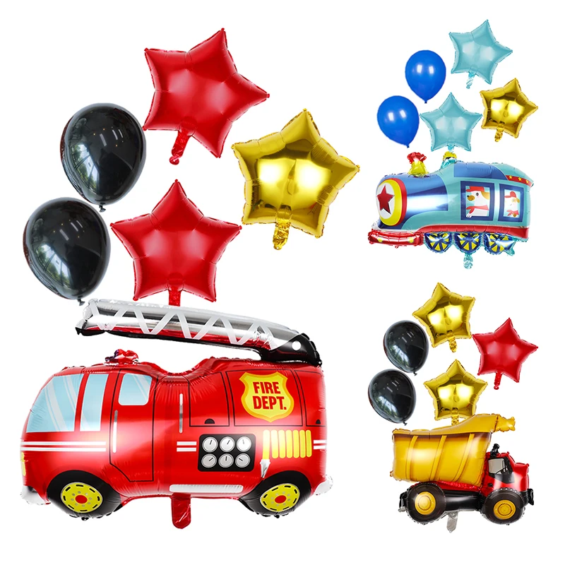 6 шт. мультяшный автомобиль воздушный шар набор фольгированный скорая помощь