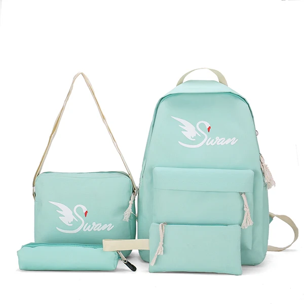 4 school bag JZYZQBX школьный рюкзак для девочек 4 шт./компл. школьная сумка для девочки студенческие рюкзаки холщовые школьные сумки mochila escolar - Цвет: 4 school bag