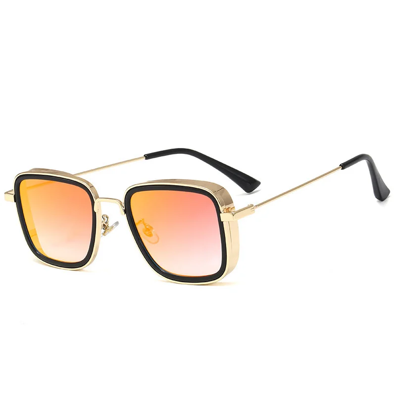 C9 gold gradient red HBK, Роскошные, Kabir Singh, индийские, кино, солнцезащитные очки для мужчин, квадратная Золотая оправа, крутые солнцезащитные очки, фирменный дизайн, красные очки для мужчин, UV400 - Цвет линз: C9 gold gradient red