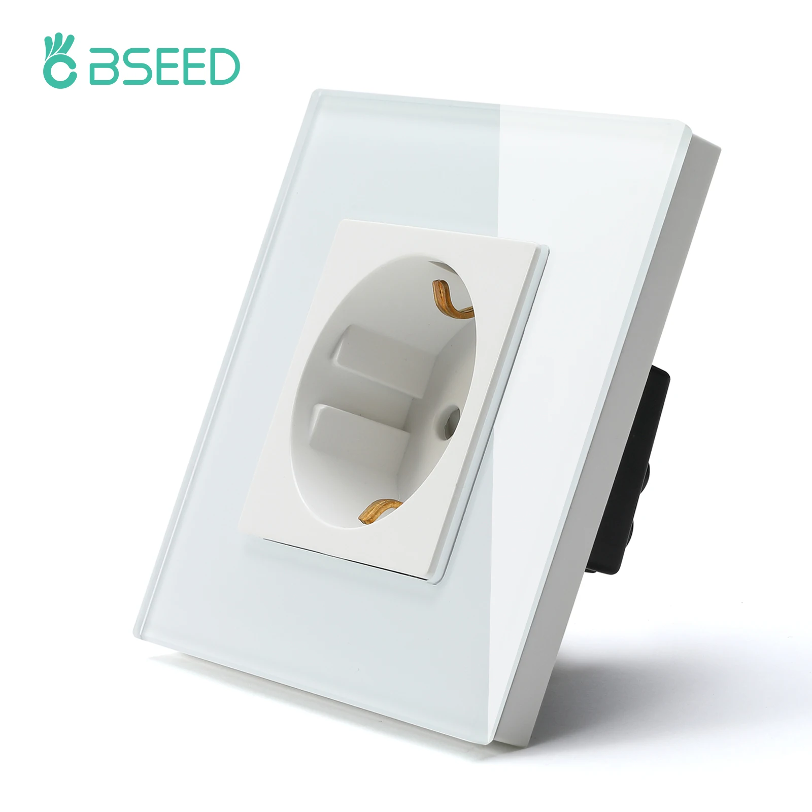 

BSEED EU Standard Power Wall Socket Electrical Power Socket Crystal Glass Panel 110-240V Electrical EU Socket White Black Gloden