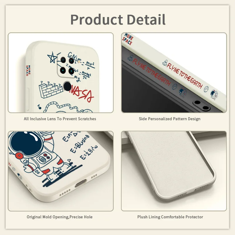 

Cute Astronaut Pattern For Redmi 10X4G 10X5G 10XPro 9 Redmi Note 9 8 8Pro 7 7Pro Redmi K30 K20 Side Print Liquid Silicone Case